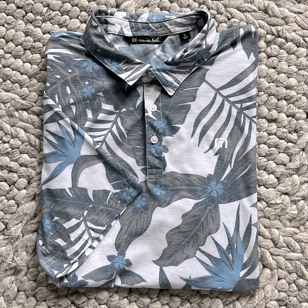 Travis Mathew lightweight tropical print polo shirt